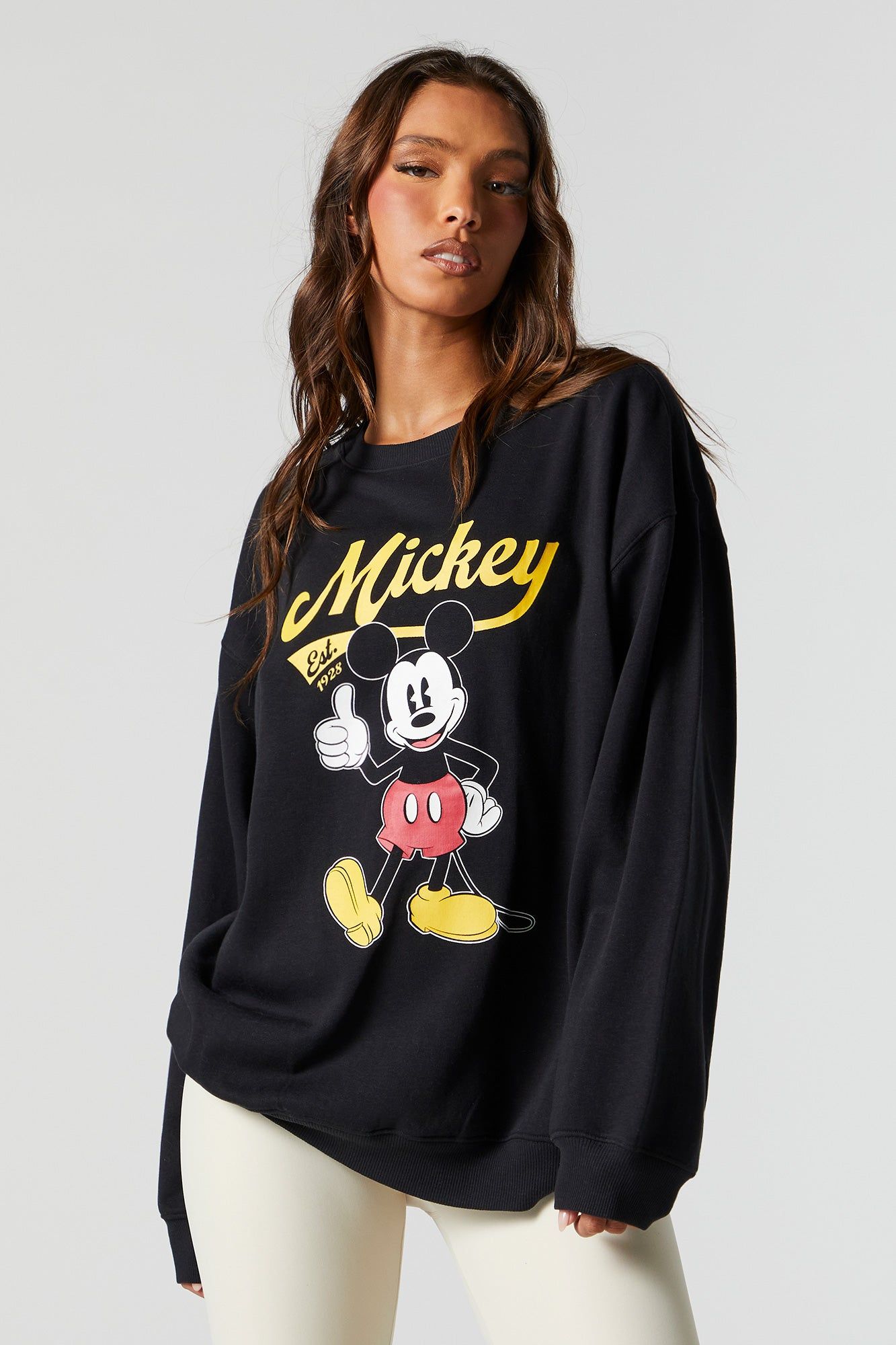 Mickey Graphic Boyfriend Sweatshirt sold by Charlotte Russe