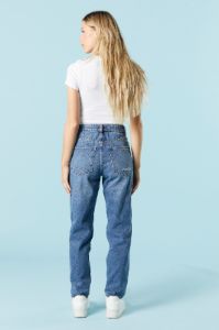 Dark Wash Distressed Mom Jean sold by Charlotte Russe