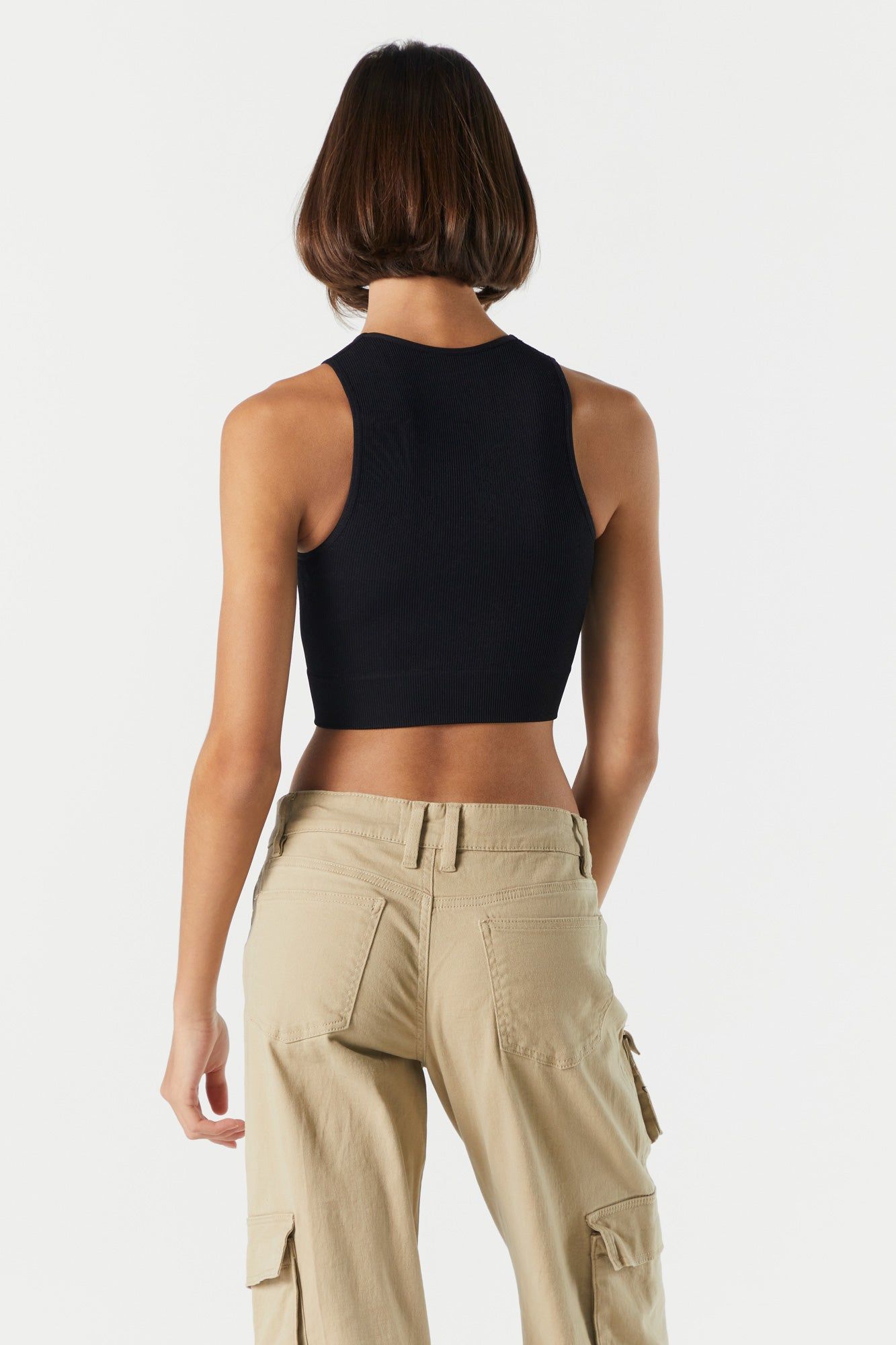 Seamless Ribbed High Neck Cropped Tank sold by Charlotte Russe product image thumbnail 5