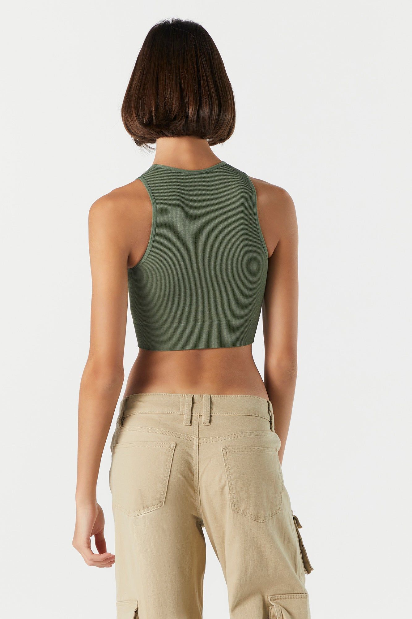 Seamless Ribbed High Neck Cropped Tank sold by Charlotte Russe product image thumbnail 2