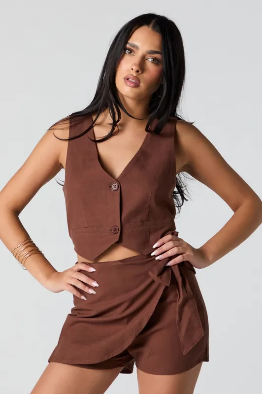 Linen Cropped Vest sold by Charlotte Russe