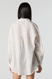 Striped Oversized Textured Button-Up Top sold by Charlotte Russe