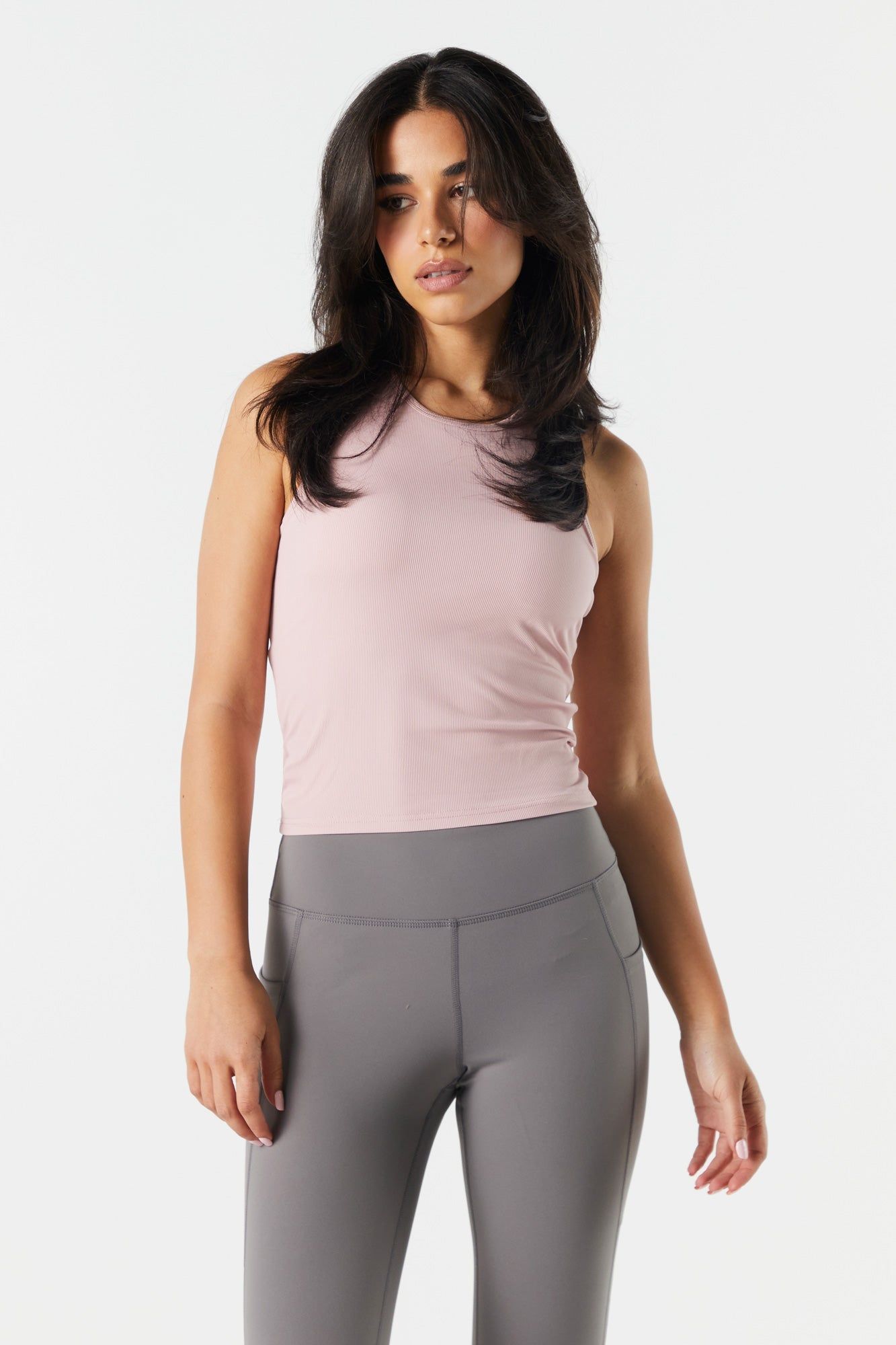 Pink High Neck Padded Tank sold by Charlotte Russe