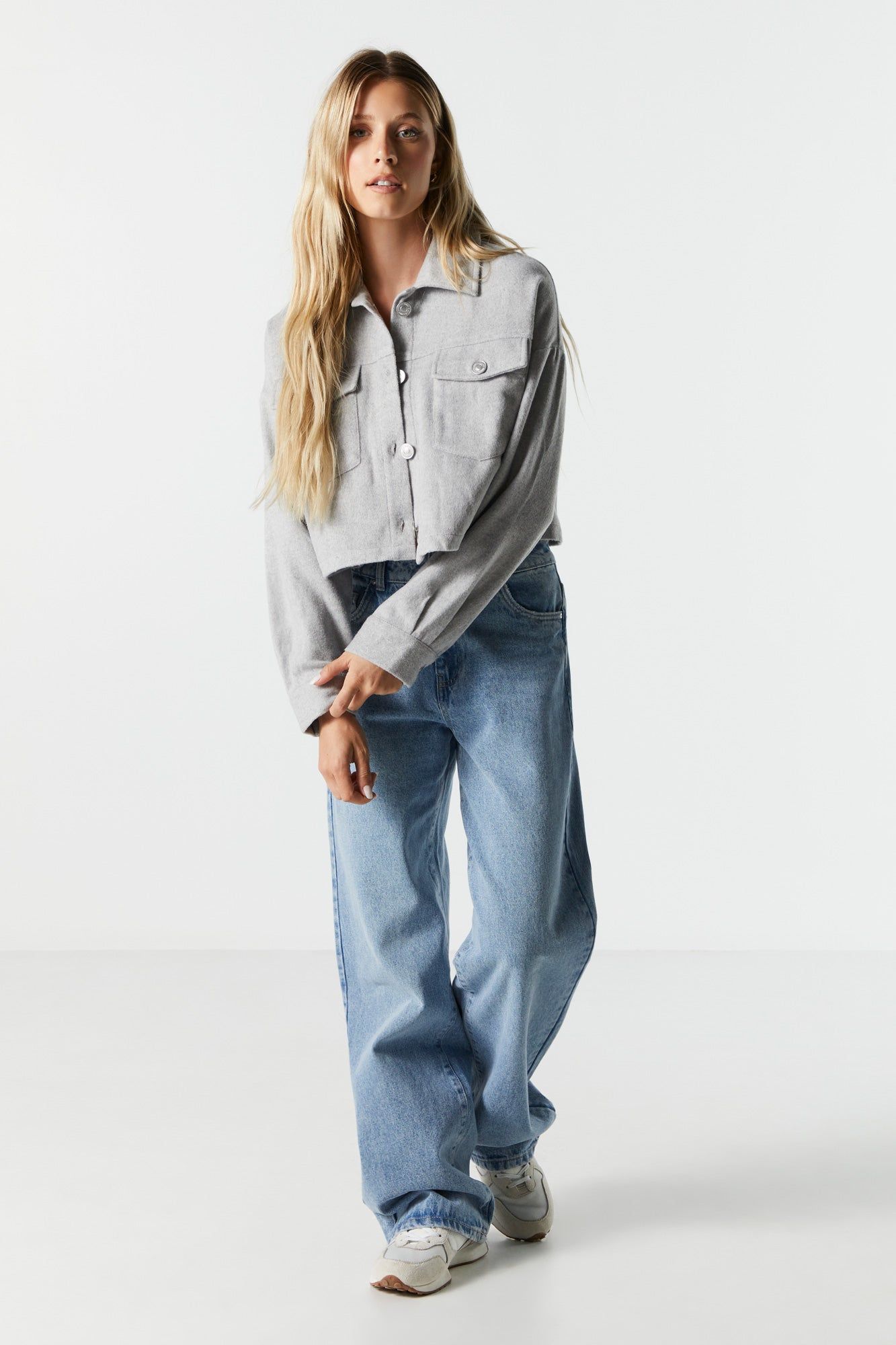 Button-Up Cropped Shacket sold by Charlotte Russe product image thumbnail 3