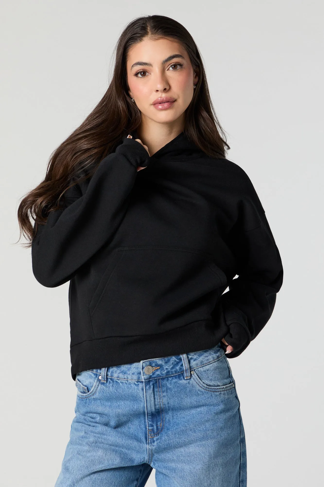 Solid Fleece Varsity Hoodie sold by Charlotte Russe product image thumbnail 2