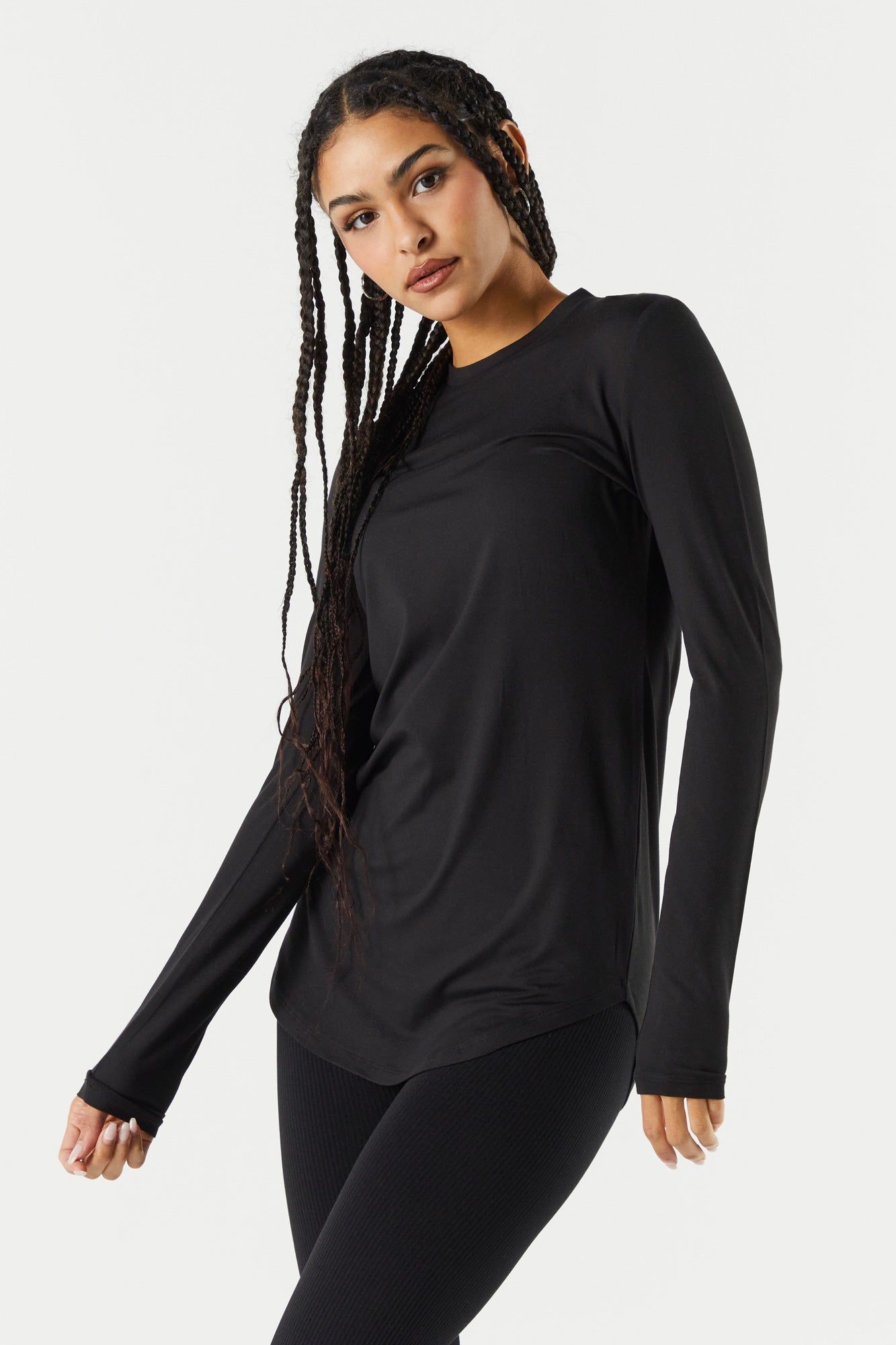Ribbed Henley Long Top sold by Charlotte Russe product image thumbnail 4