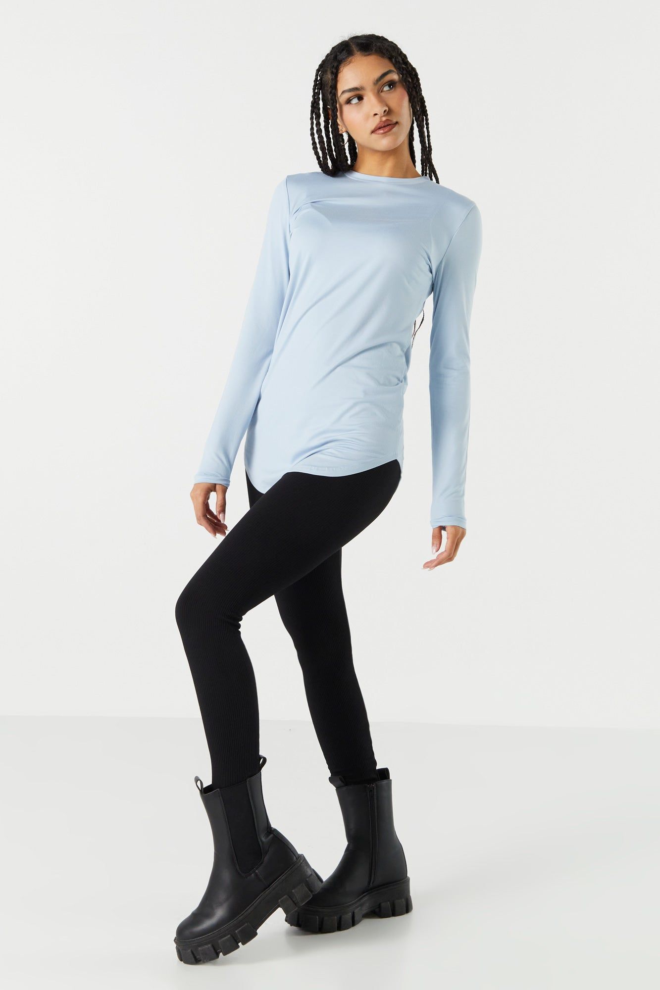 Ribbed Henley Long Top sold by Charlotte Russe product image thumbnail 3