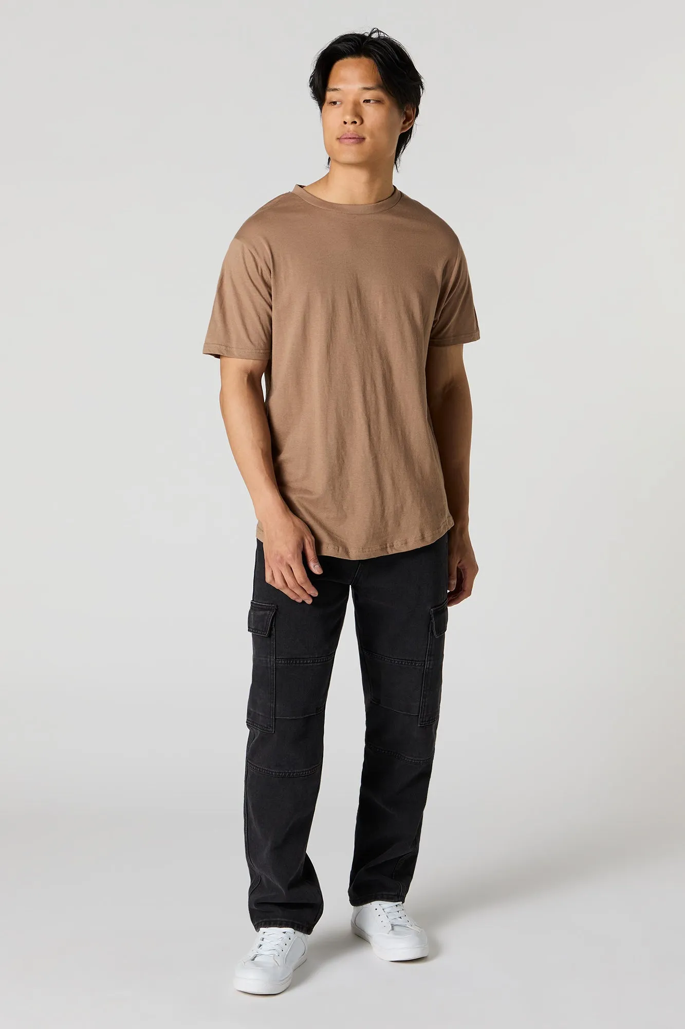 Curve Hem Crewneck T-Shirt sold by Charlotte Russe product image thumbnail 3