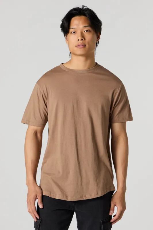 Curve Hem Crewneck T-Shirt sold by Charlotte Russe