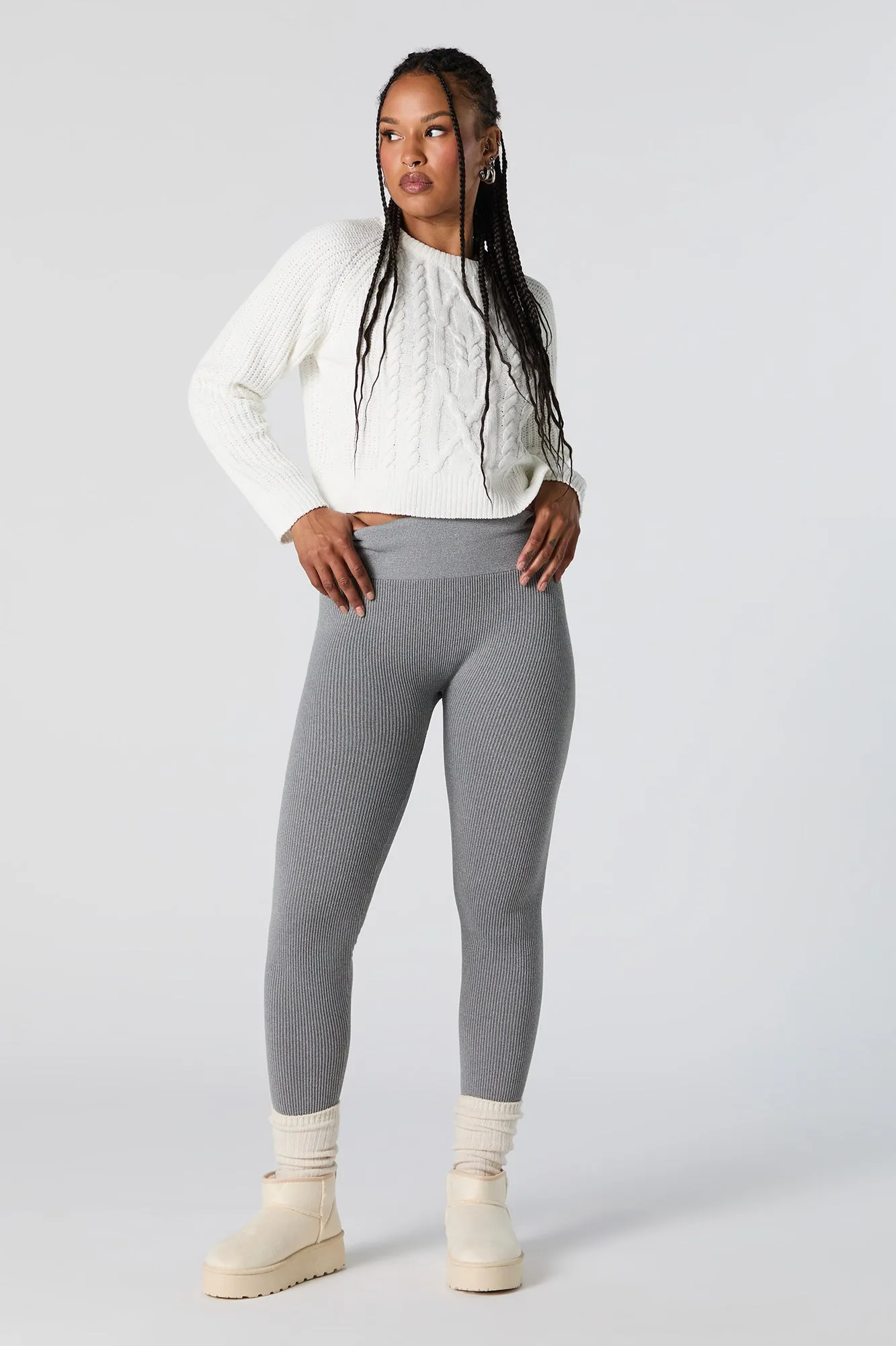 High Rise Seamless Ribbed Legging sold by Charlotte Russe