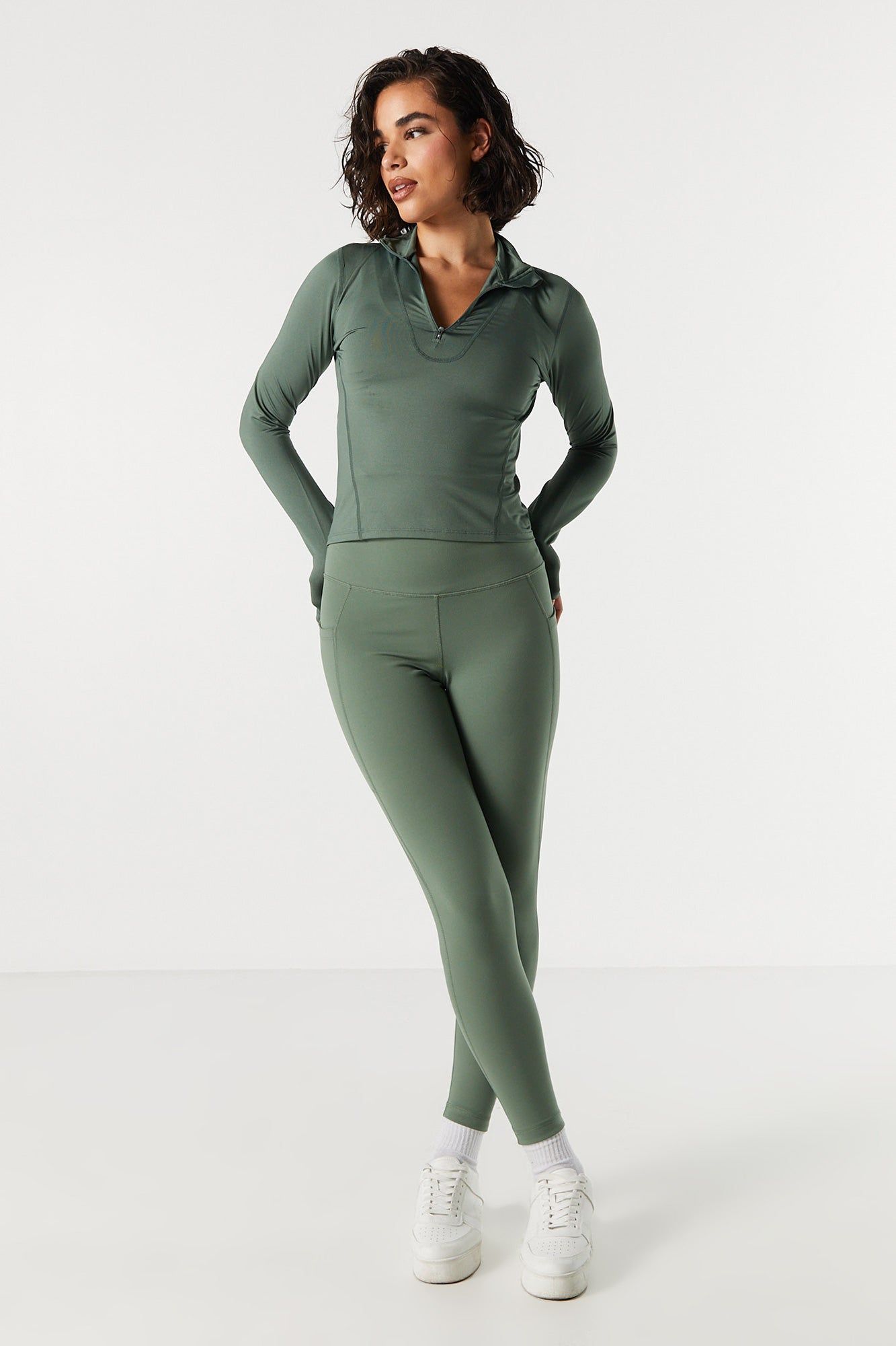 Active Quarter Zip Long Sleeve Top sold by Charlotte Russe product image thumbnail 3