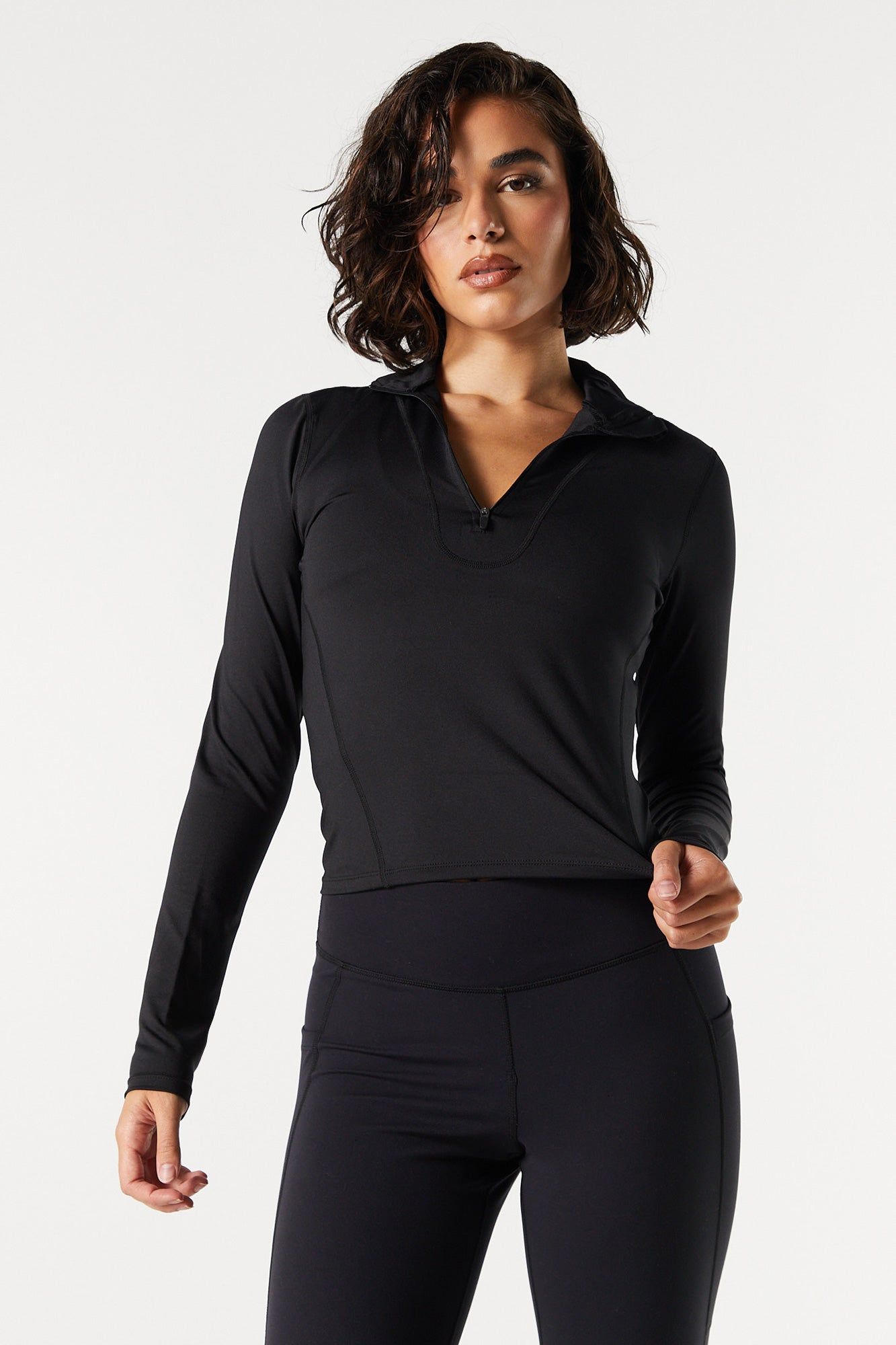 Active Quarter Zip Long Sleeve Top sold by Charlotte Russe product image thumbnail 4