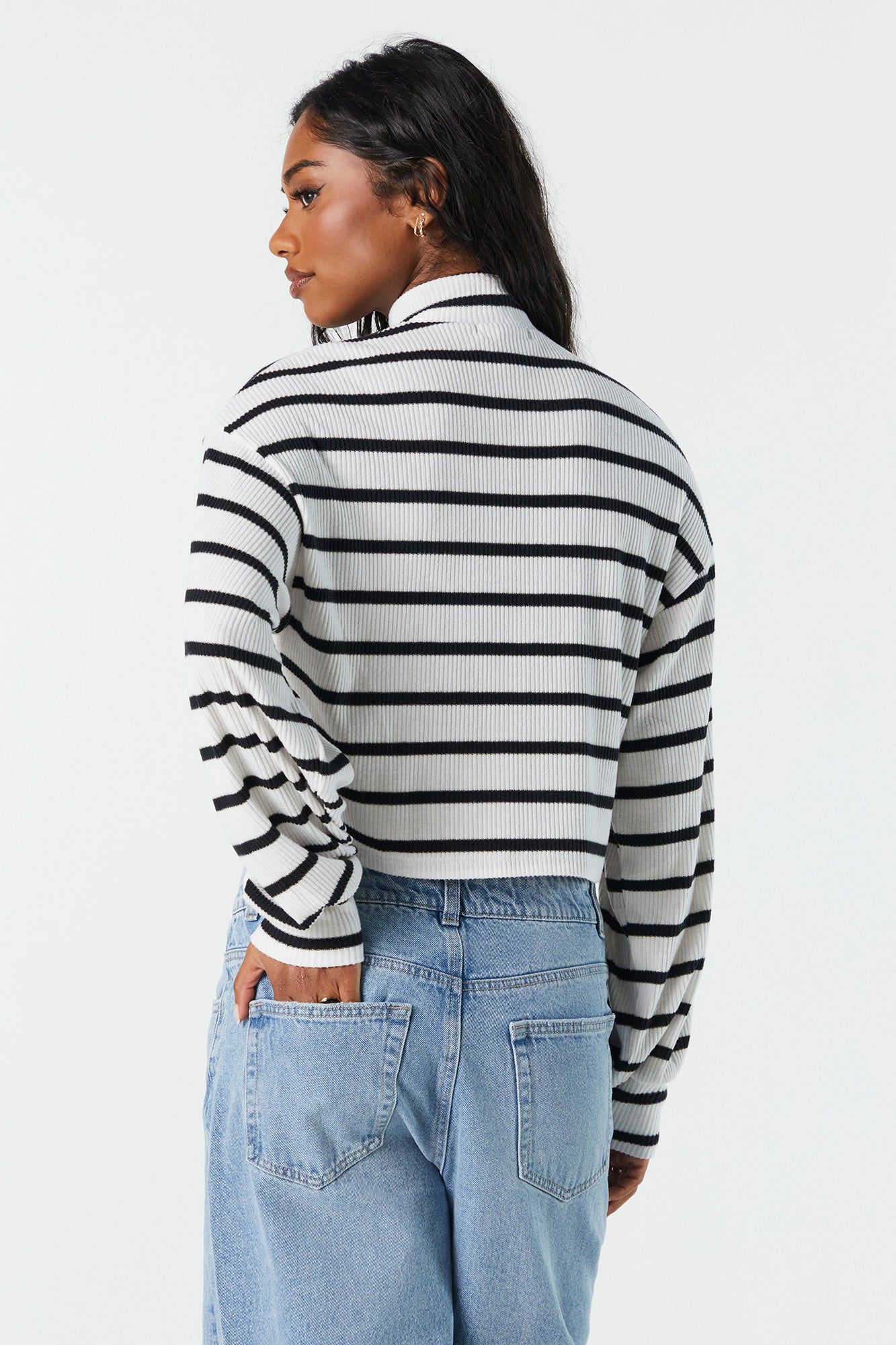 Striped Ribbed Knit Turtleneck Sweater sold by Charlotte Russe product image thumbnail 3