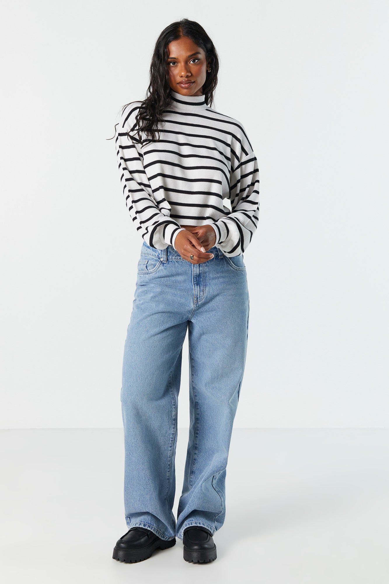 Striped Ribbed Knit Turtleneck Sweater sold by Charlotte Russe product image thumbnail 4