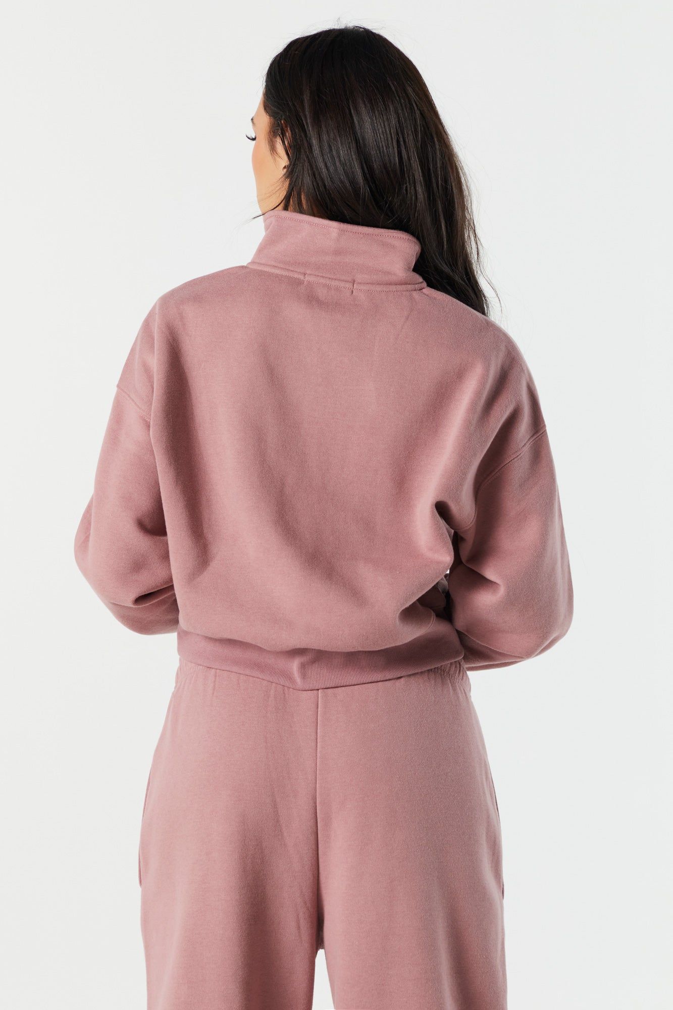 Fleece Quarter Zip Cropped Sweatshirt sold by Charlotte Russe product image thumbnail 3