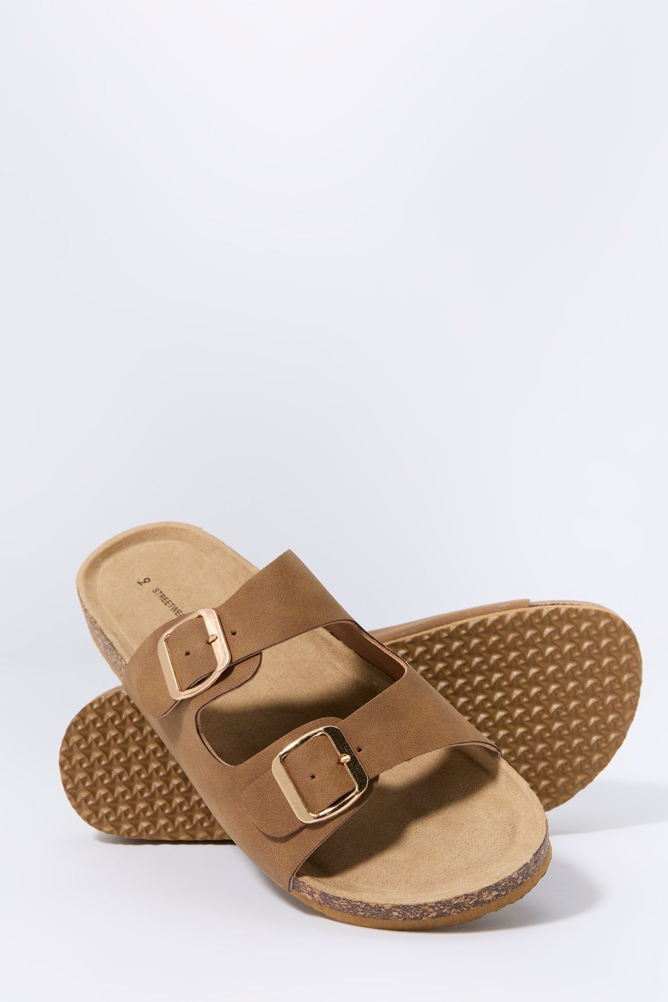 Brown Cork Buckled Sandals sold by Charlotte Russe