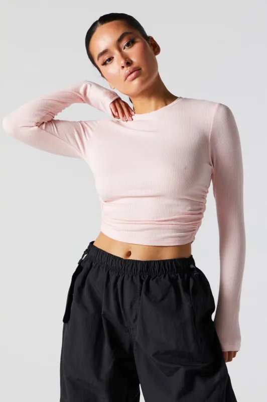 Ribbed Side Cinched Long Sleeve Top sold by Charlotte Russe