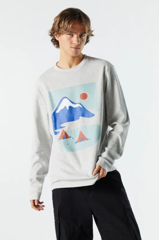 Mountain Graphic Thermal Long Sleeve Top made by Charlotte Russe