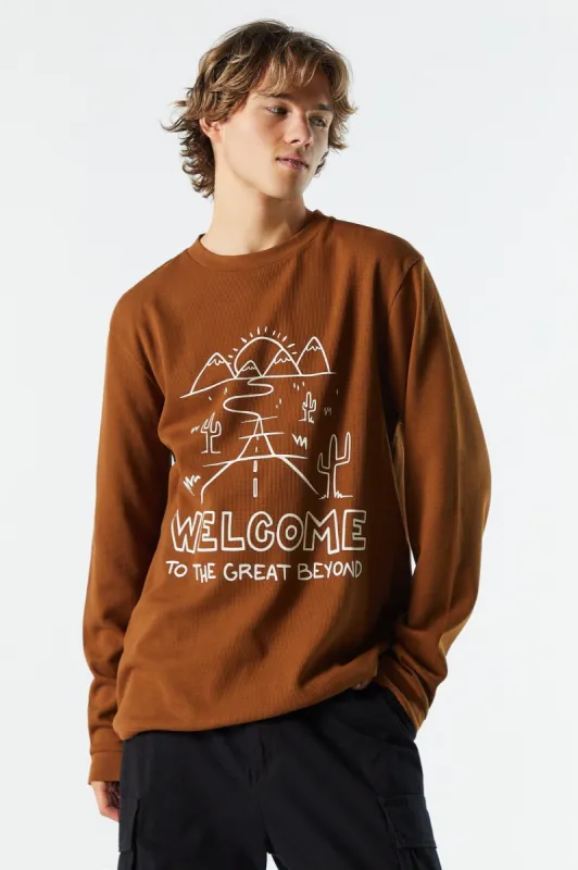 Great Beyond Graphic Thermal Long Sleeve Top sold by Charlotte Russe