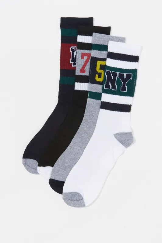 Varsity Knit Athletic Crew Sock Set (4 Pack) sold by Charlotte Russe