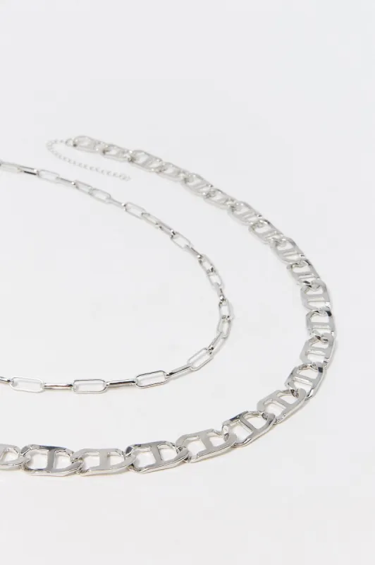 Set of 2 Silver Chain Necklaces sold by Charlotte Russe