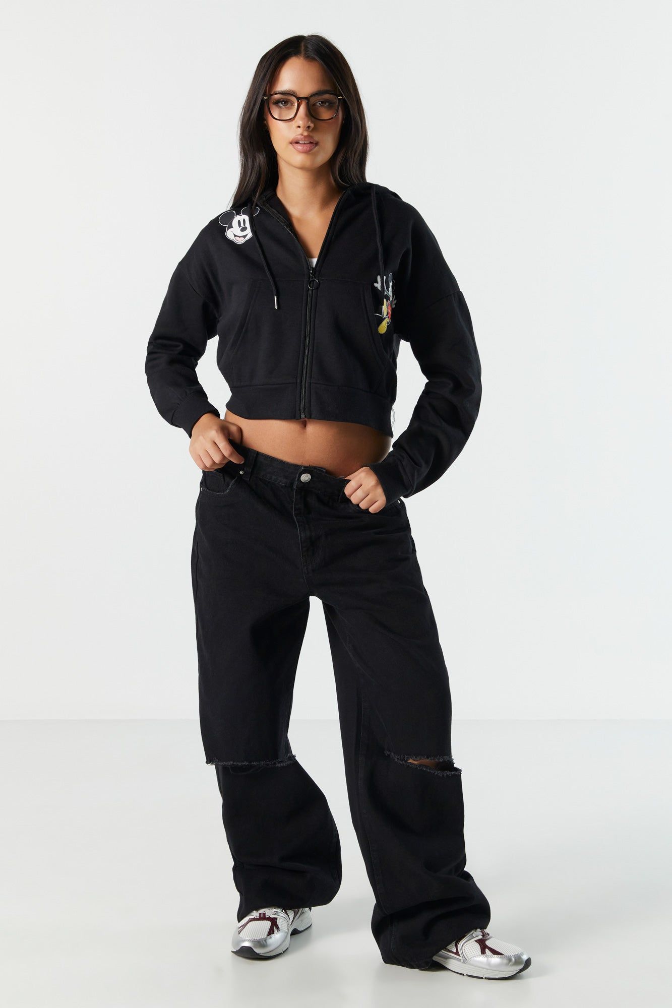 Stitch Graphic Fleece Cropped Hoodie sold by Charlotte Russe product image thumbnail 5