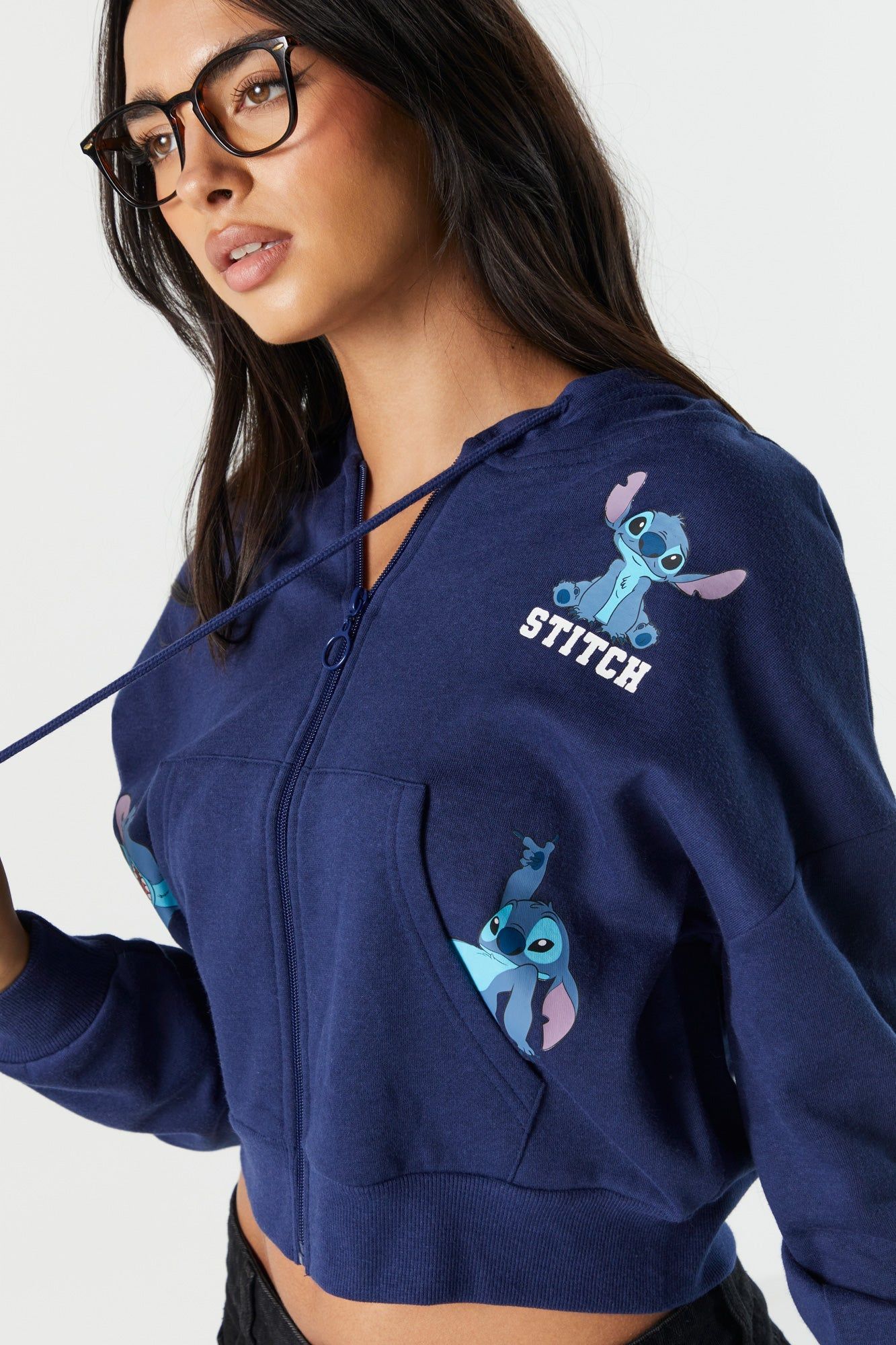Stitch Graphic Fleece Cropped Hoodie sold by Charlotte Russe product image thumbnail 4