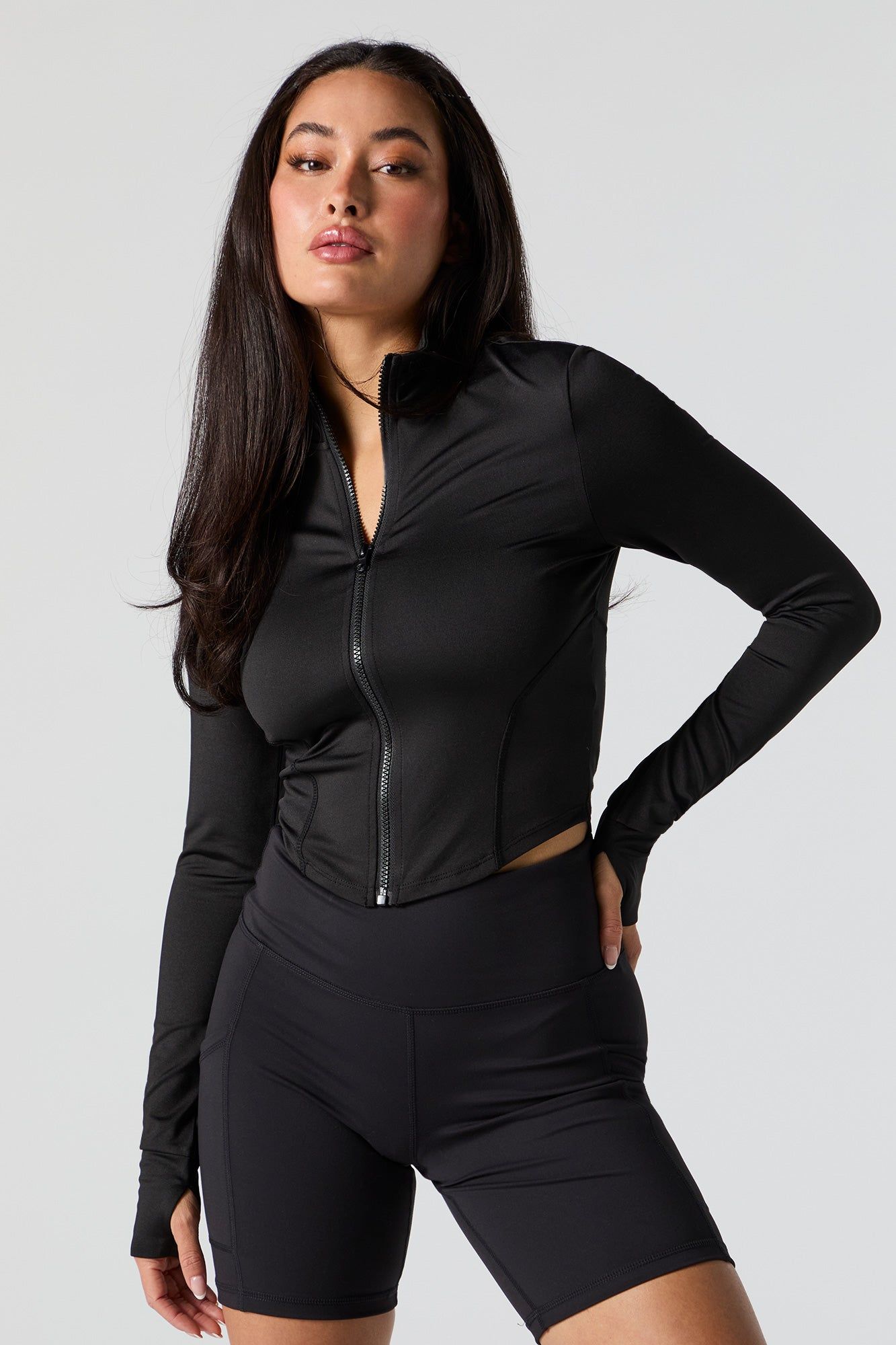 Active Cropped Zip-Up Top sold by Charlotte Russe product image thumbnail 5
