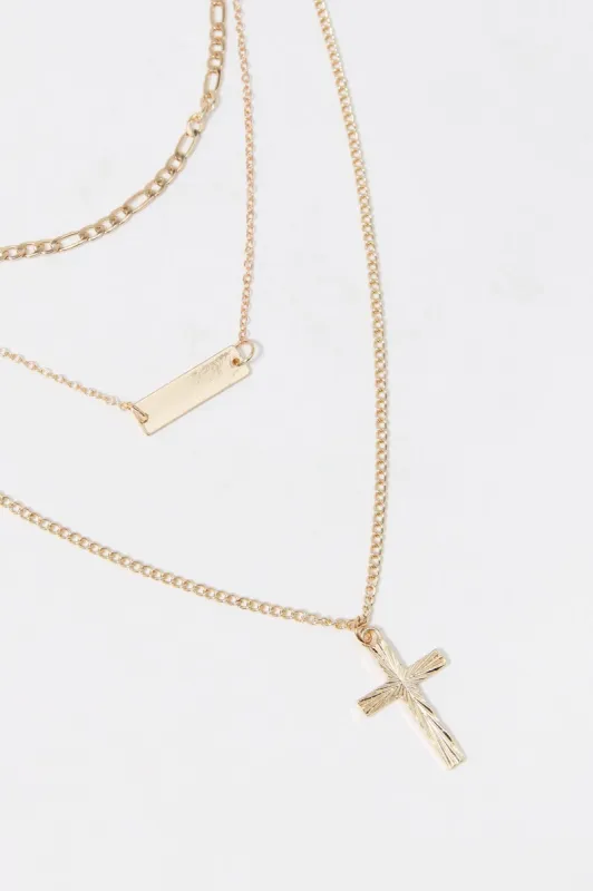 Layered Gold Cross Necklace sold by Charlotte Russe