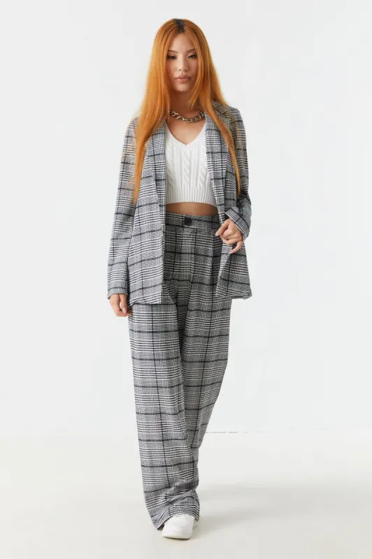 Plaid Crepe Knit Wide Leg Trouser sold by Charlotte Russe