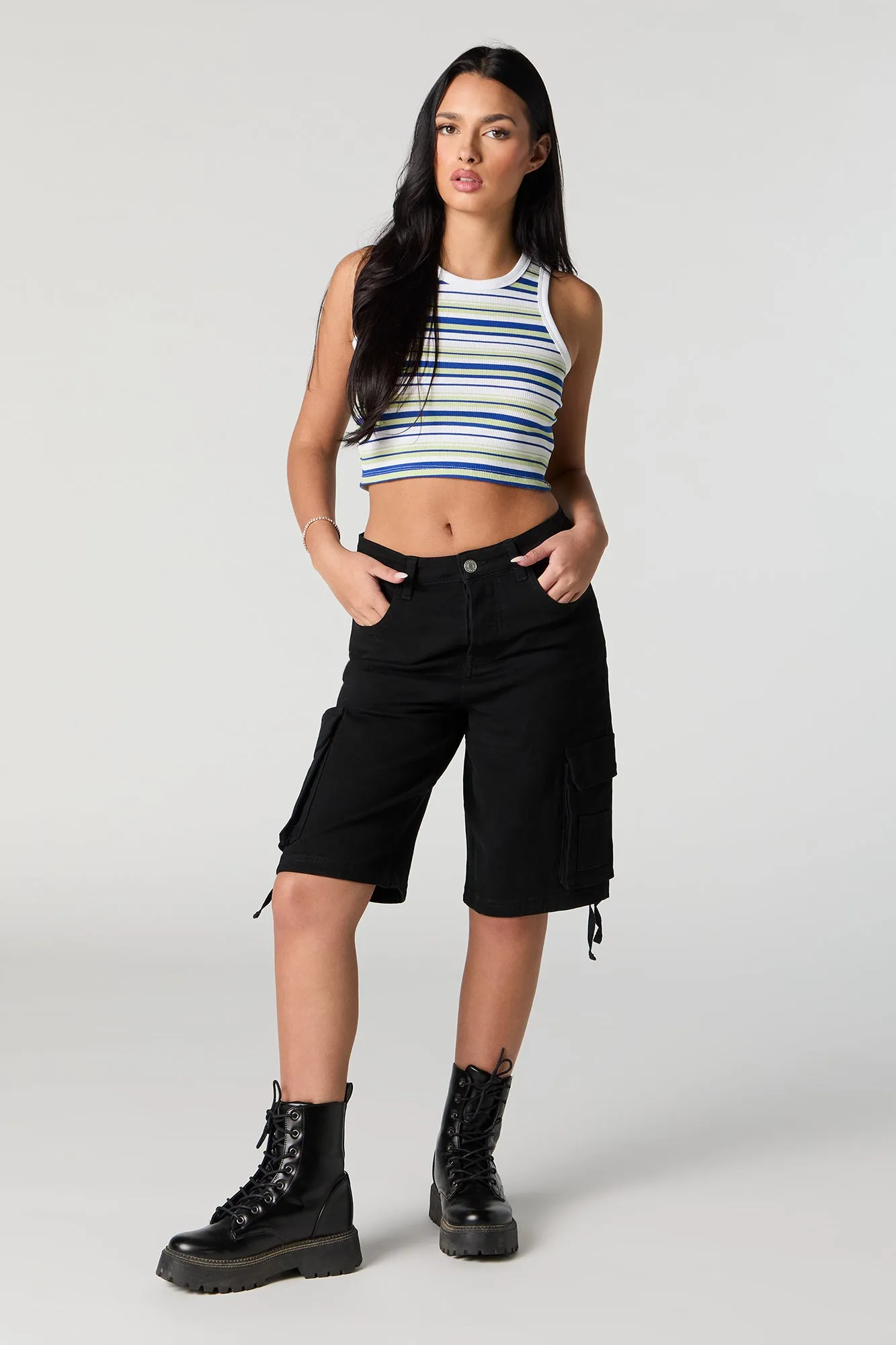 Multi Striped Cropped Tank sold by Charlotte Russe product image thumbnail 3