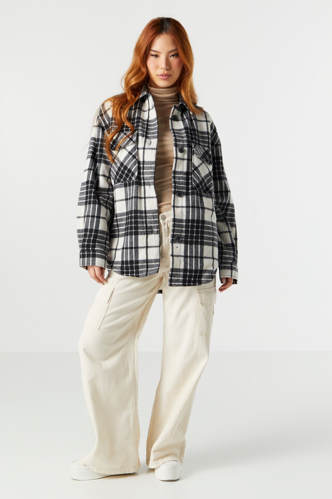 Grey and Blue Plaid Sherpa Flannel sold by Charlotte Russe product image thumbnail 4