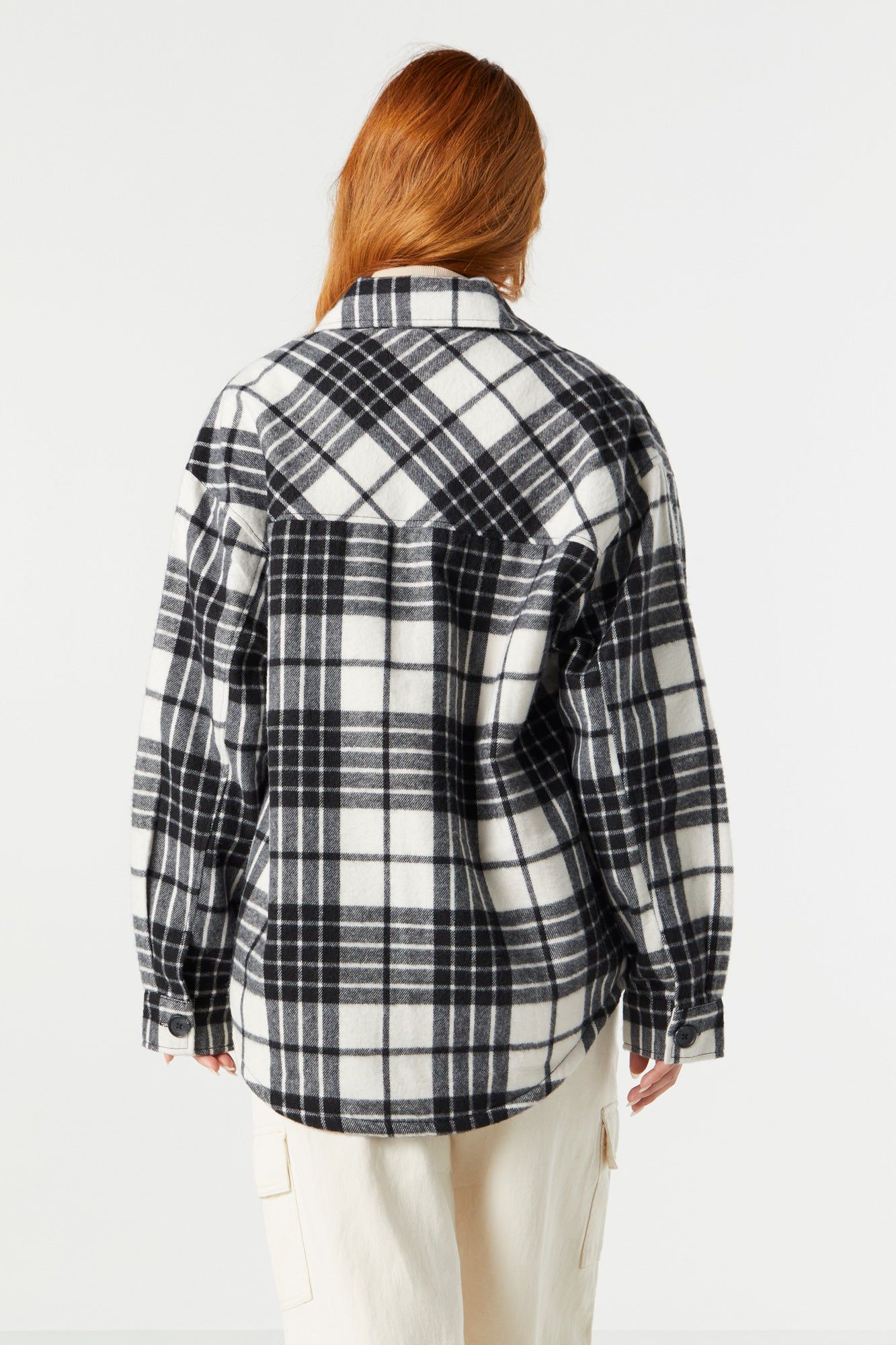 Grey and Blue Plaid Sherpa Flannel sold by Charlotte Russe product image thumbnail 3