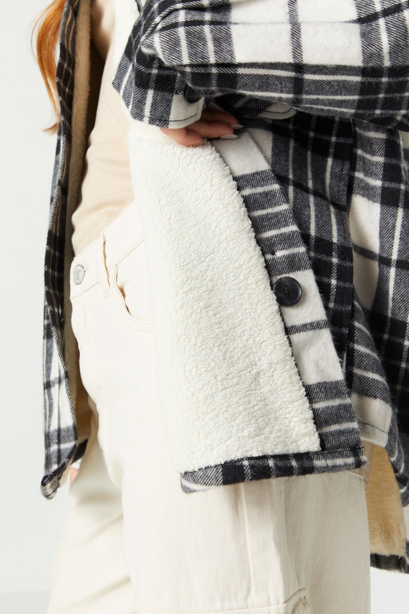 Grey and Blue Plaid Sherpa Flannel sold by Charlotte Russe product image thumbnail 5