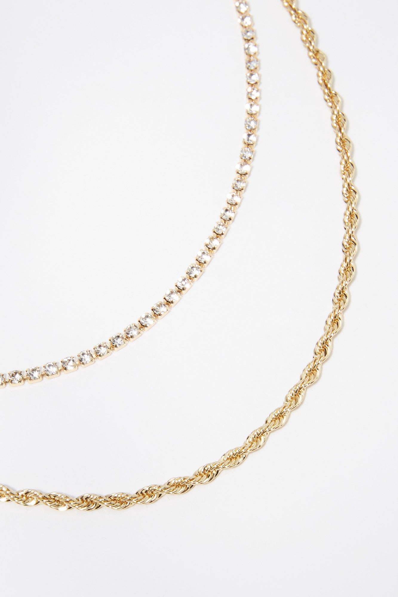 14 K Gold Plated Layered Rhinestone Necklace sold by Charlotte Russe product image thumbnail 2