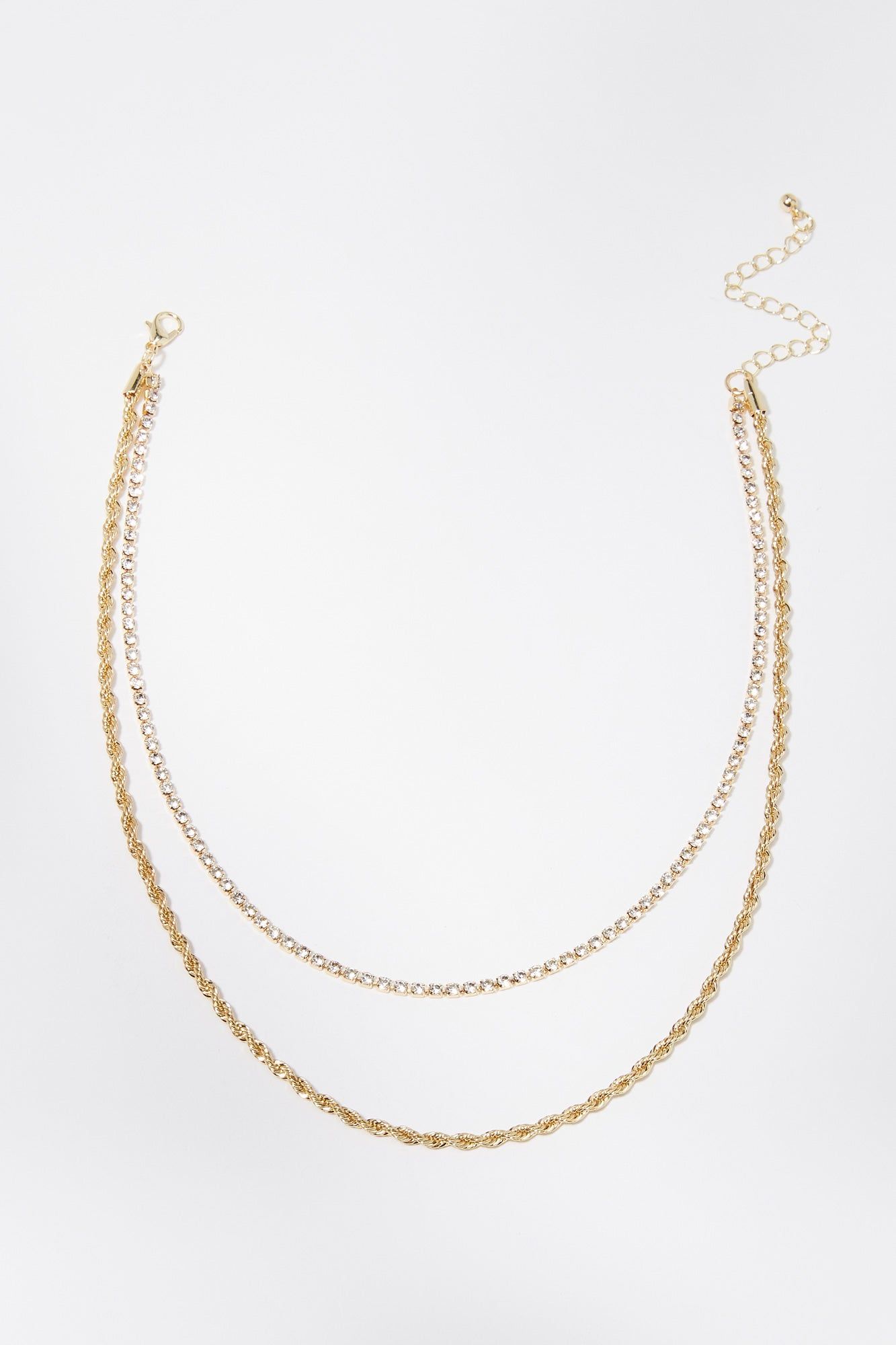 14 K Gold Plated Layered Rhinestone Necklace sold by Charlotte Russe