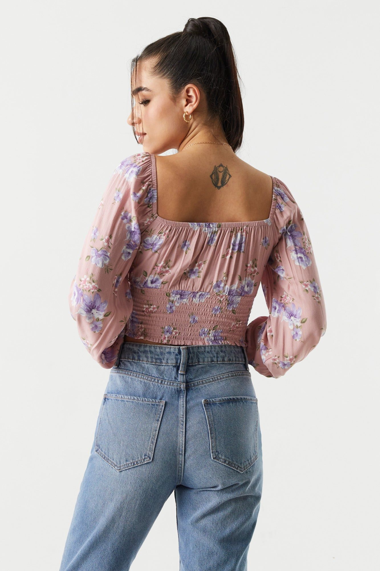 Floral Print Smocked Milkmaid Top sold by Charlotte Russe product image thumbnail 2