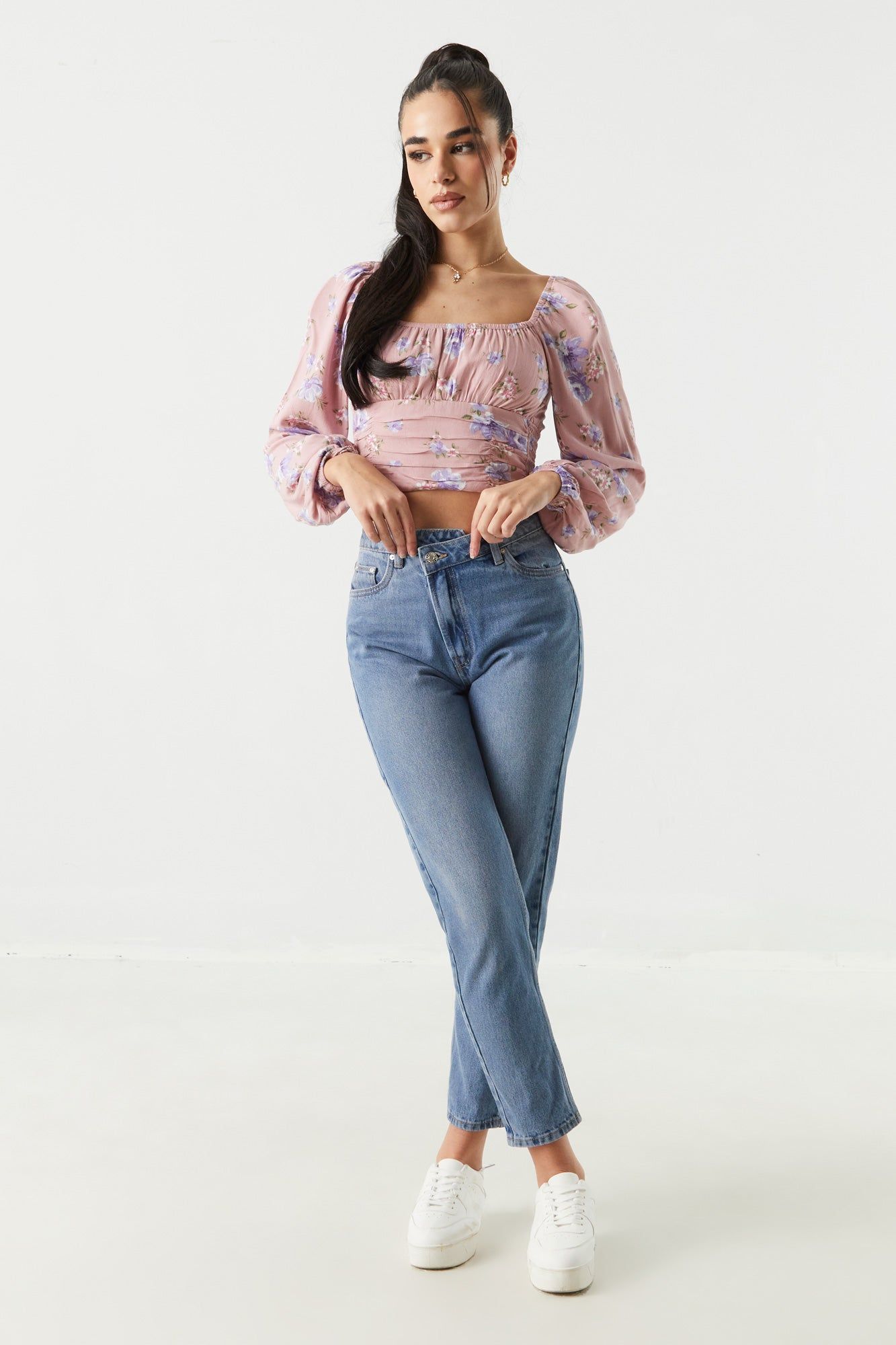 Floral Print Smocked Milkmaid Top sold by Charlotte Russe product image thumbnail 3