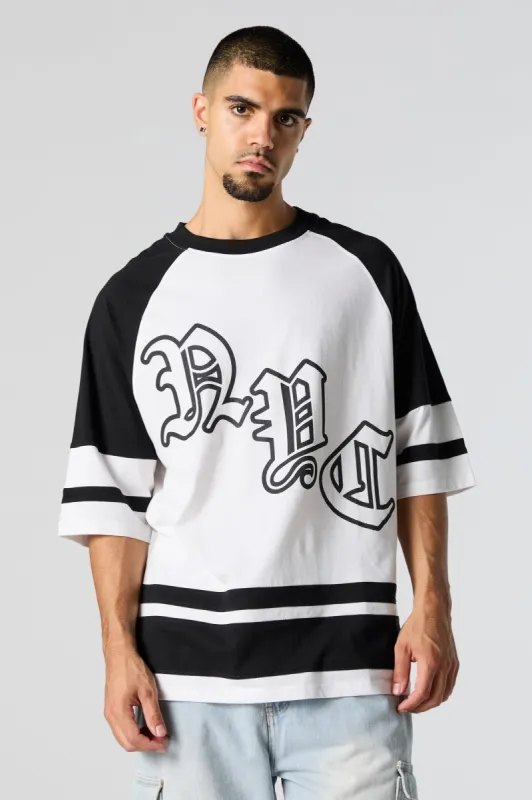 NYC Graphic Colourblock Relaxed T-Shirt sold by Charlotte Russe