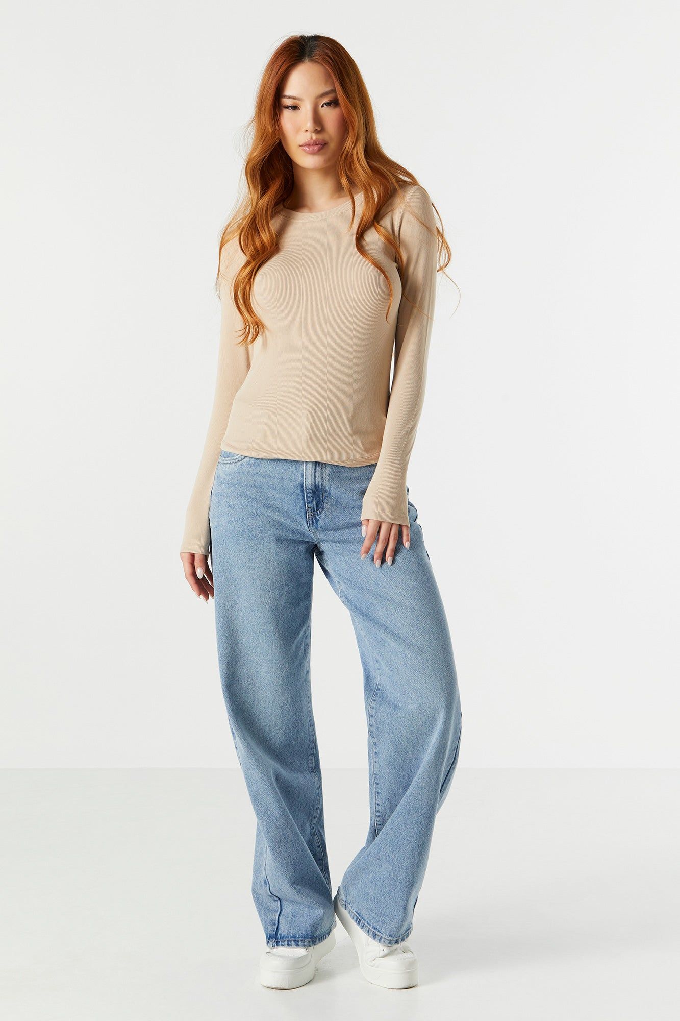 Ribbed Crewneck Long Sleeve Top sold by Charlotte Russe product image thumbnail 3