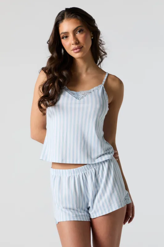 Striped Lace Trim 2 Piece Pajama Set sold by Charlotte Russe