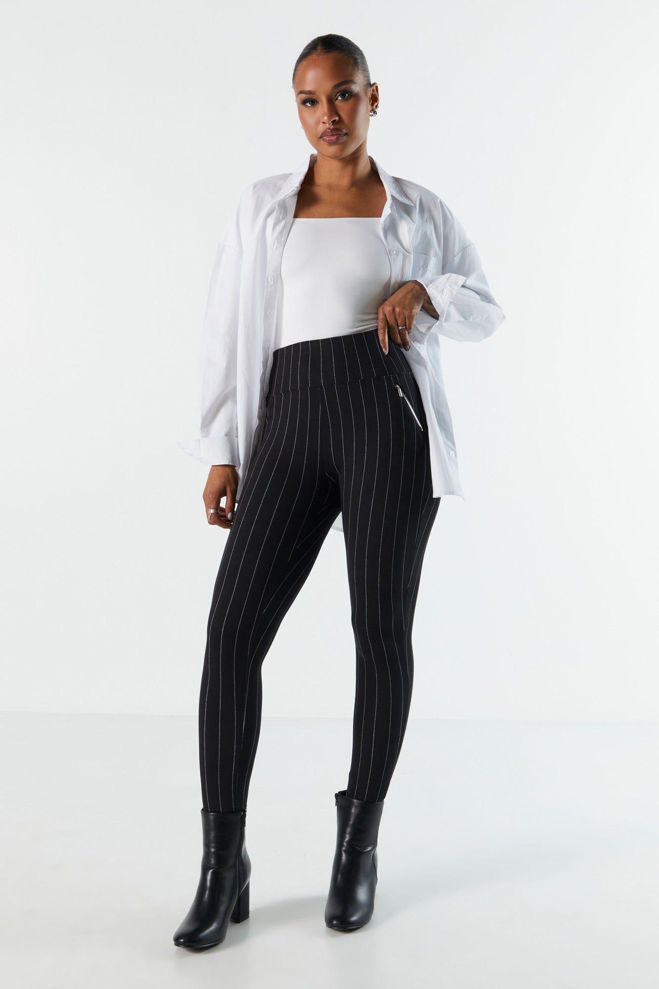 Pinstriped Super Soft Zip Pocket Legging sold by Charlotte Russe
