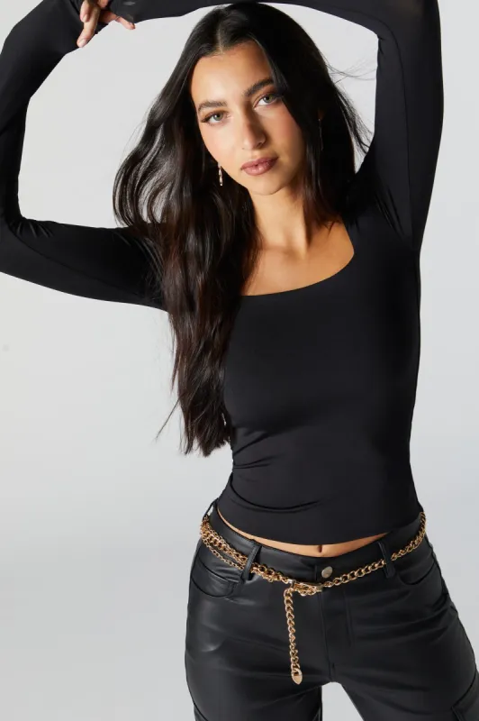 Contour Square Neck Long Sleeve Top sold by Charlotte Russe