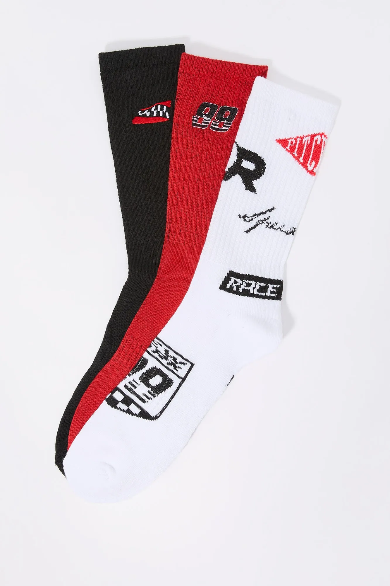 Racer Crew Socks (3 Pack) sold by Charlotte Russe