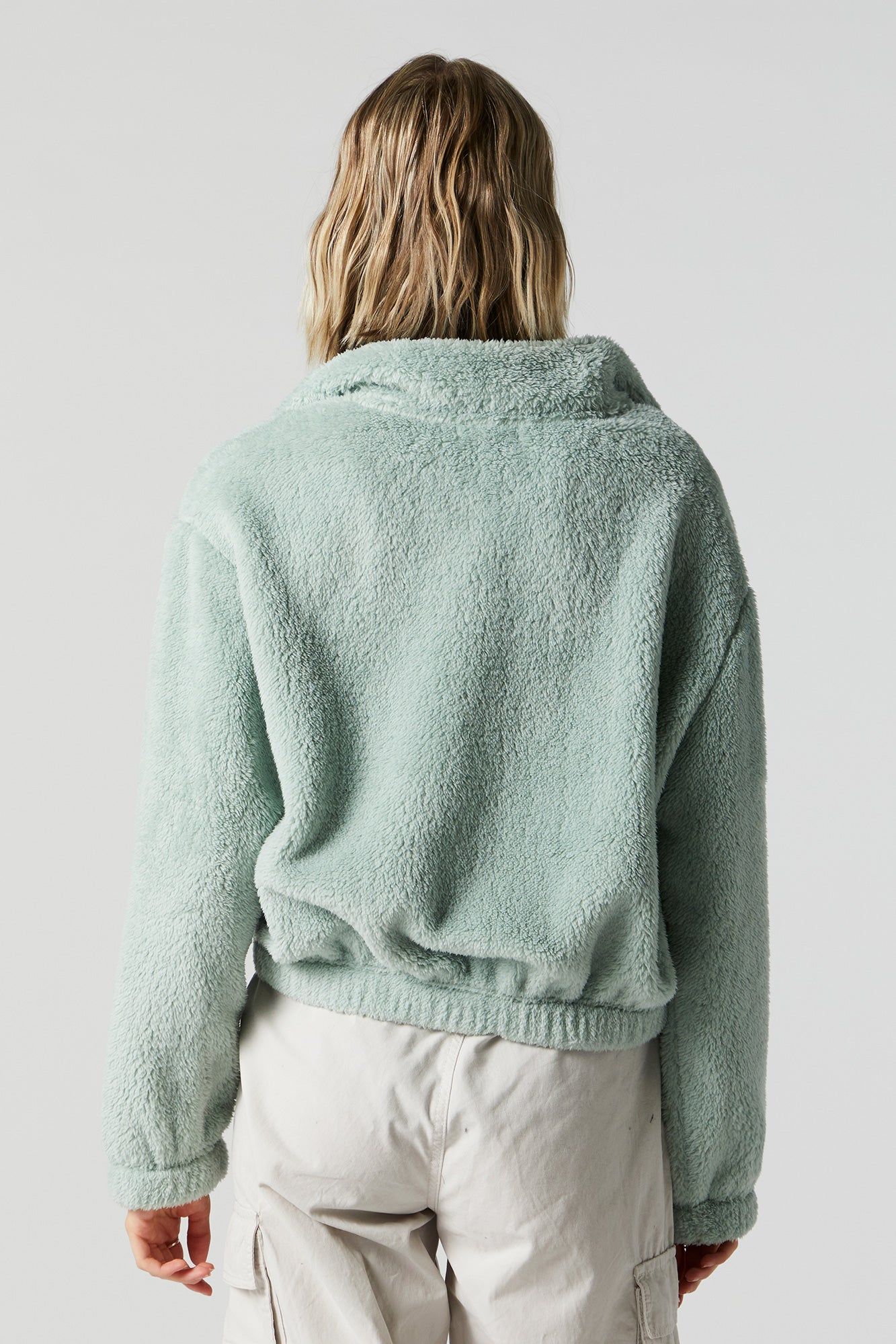 Green Coloured Plush Bomber Jacket sold by Charlotte Russe product image thumbnail 2