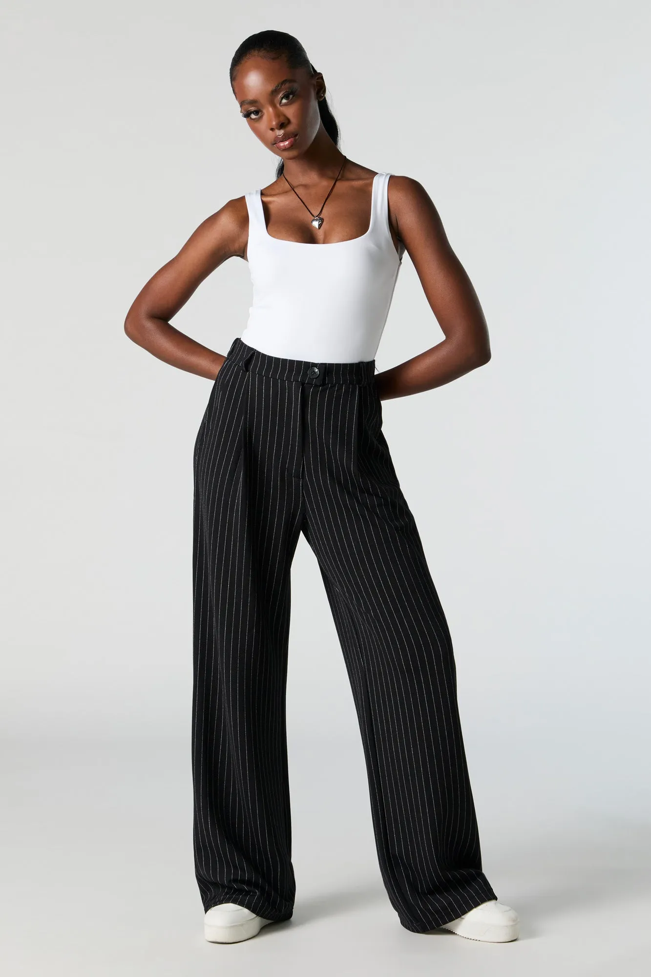 Pinstripe Crepe Straight Leg Dress Pant sold by Charlotte Russe