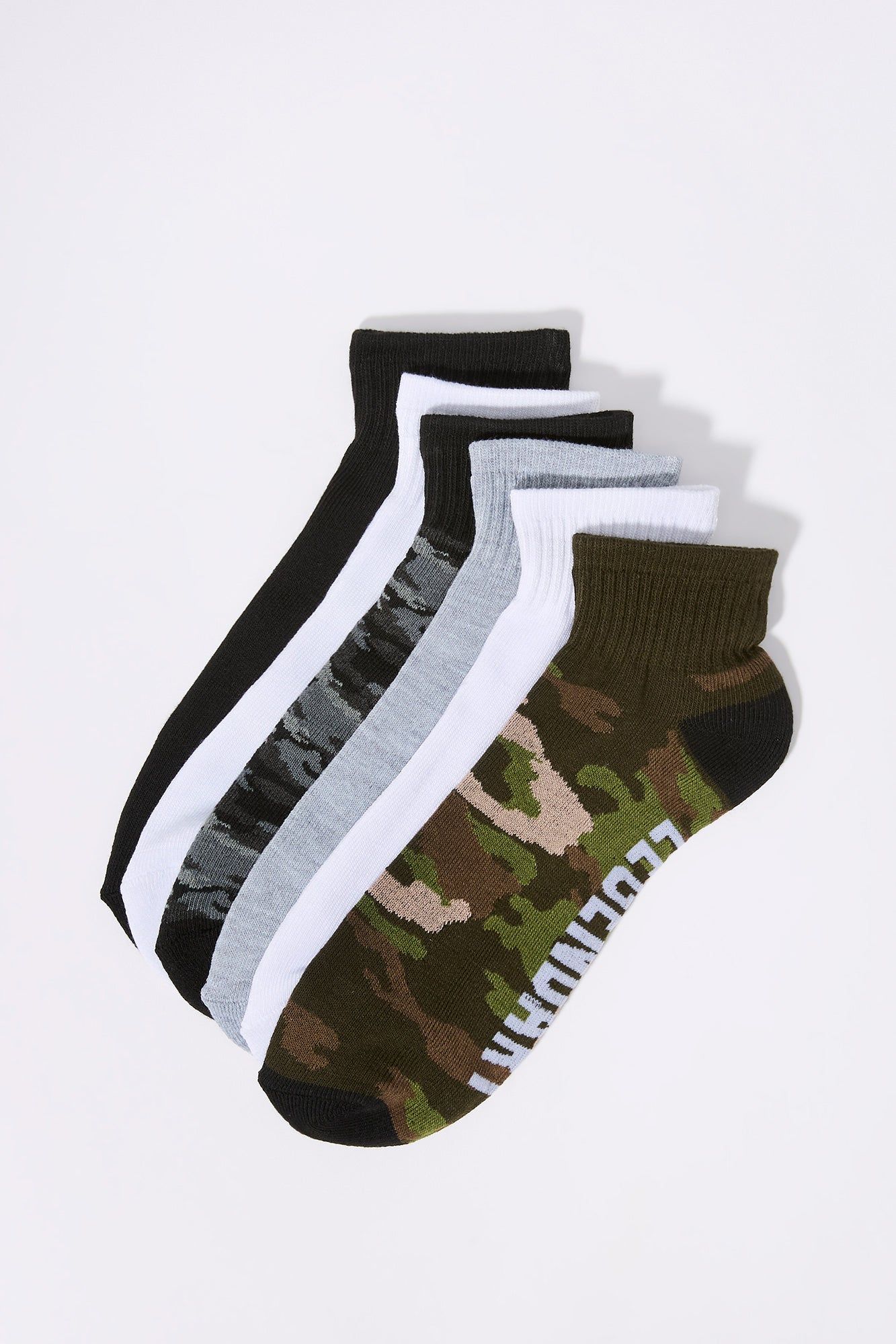 Camo Athletic Ankles Socks (6 Pack) sold by Charlotte Russe