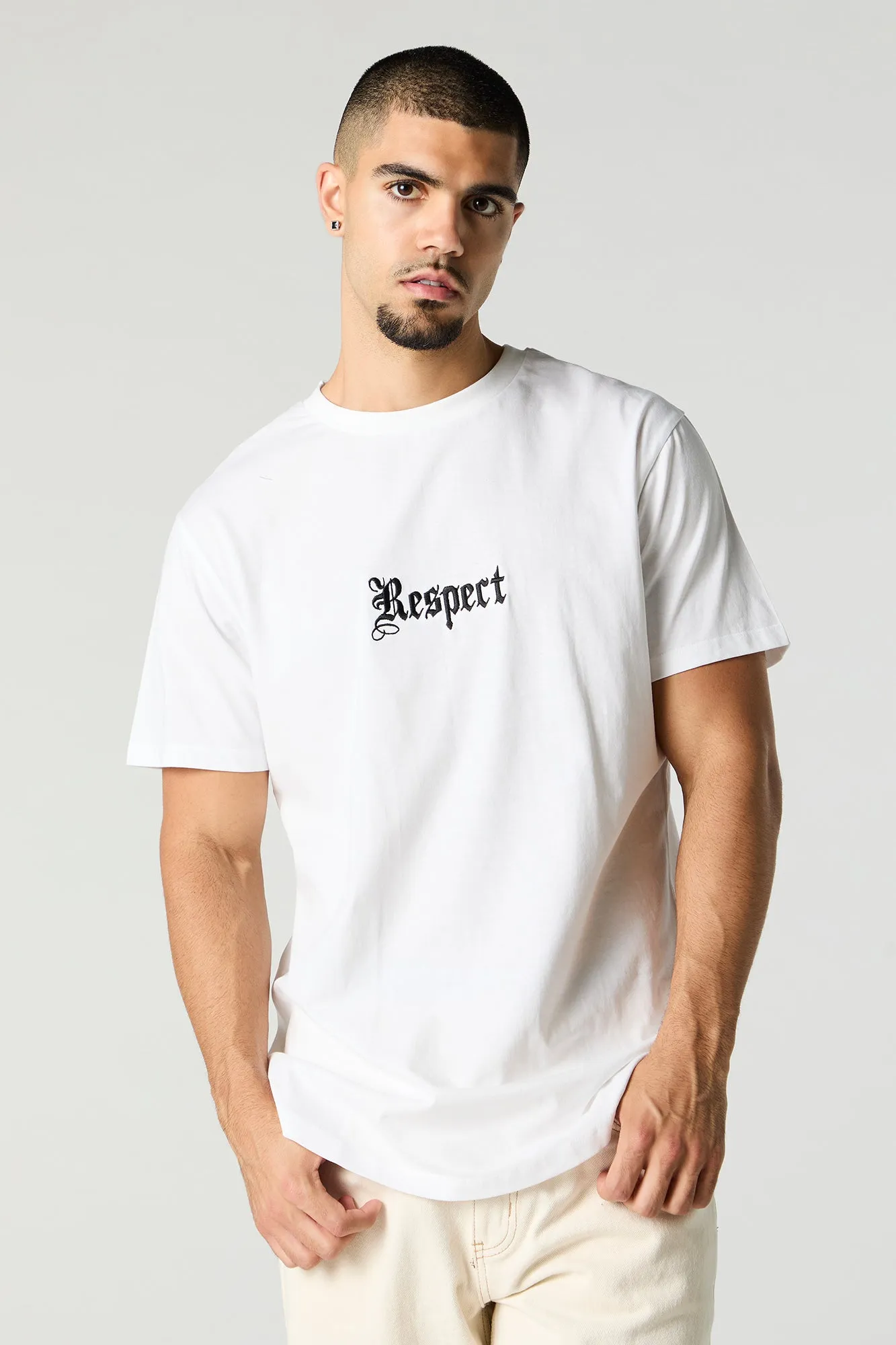 Respect Embroidered T-Shirt sold by Charlotte Russe