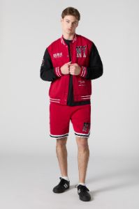 NY Chenille Embroidered Red Varsity Jacket sold by Charlotte Russe