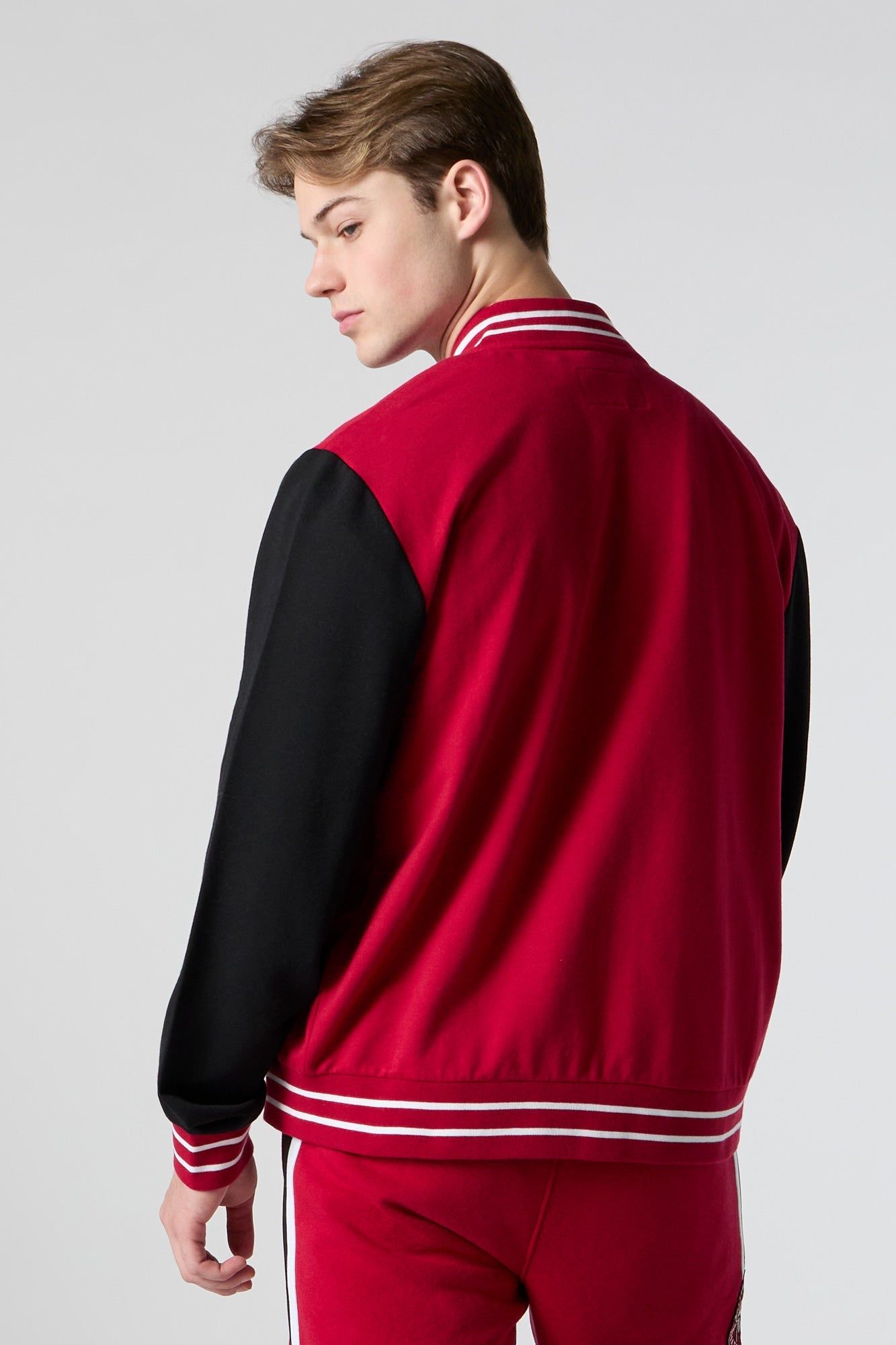 NY Chenille Embroidered Red Varsity Jacket sold by Charlotte Russe product image thumbnail 2